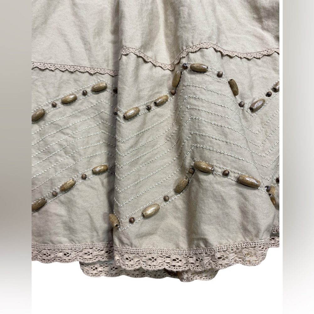 Nine West Boho‎ Flared Skirt Size 6 Cotton Lined Beaded A-Line - Picture 5 of 9